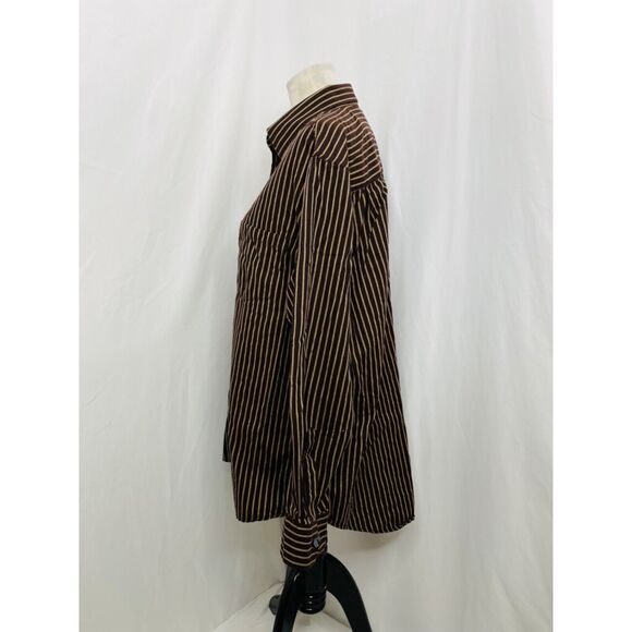 Haggar Men’s Shirt Brown Striped Button-Down Long Sleeve No Iron Size Large - Picture 5 of 6